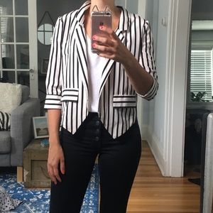 Black & white striped blazer